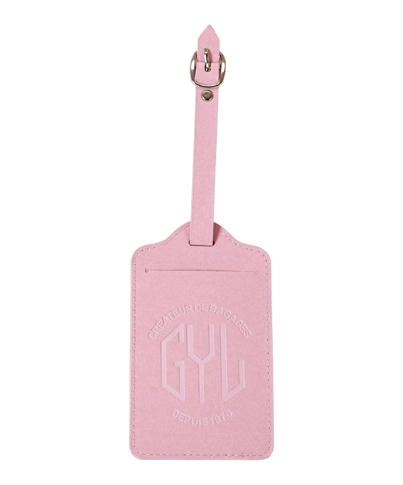 Etiquette a bagages GYL rose vue face logo fond transparent