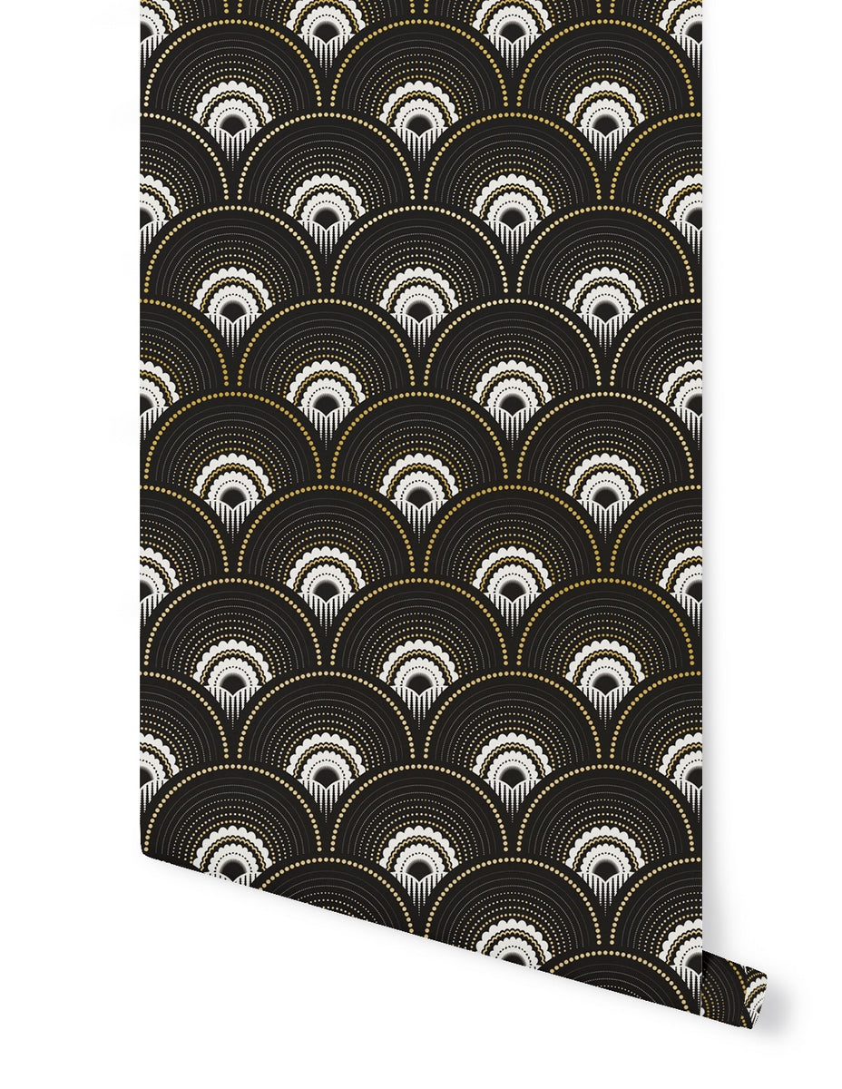 Rouleau Papier Peint Han'I - Noir Doré