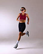 woman wearing a hastko BRA N°39 sports bra #color_tuscany-bordeaux