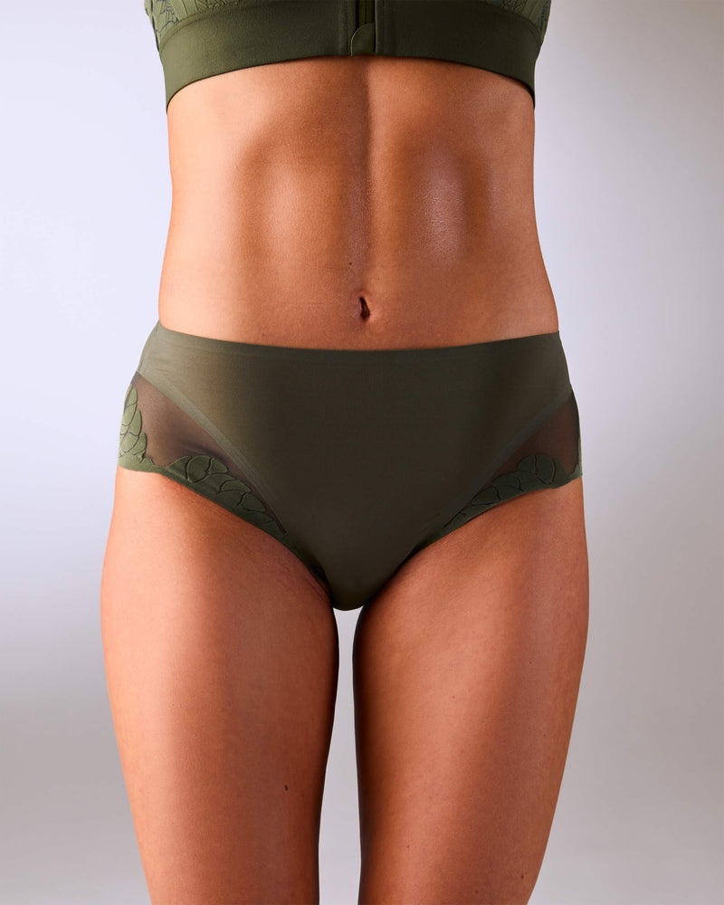 woman wearing seamless sports panties hastko PANTY N°91 #color_kaki