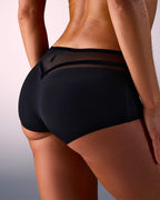woman wearing hastko seamless sports shorty SHORTY N°19 #color_true-black