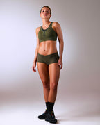 woman wearing seamless sports shorty hastko SHORTY N°19 #color_kaki