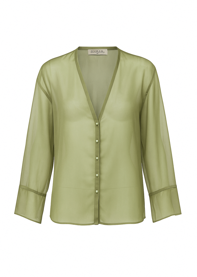 Chemise Haze Sheer Button-Up - Green