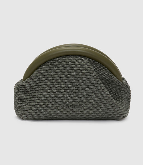 Jw Anderson - Pochette The Bumper-Clutch Raphia Khaki - Femme