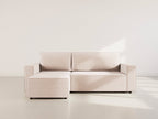 Hector - Divano Angolare Reversibile 4 Posti Divano Letto Con Contenitore - Velluto a Coste - Beige