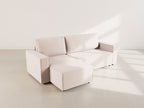 Hector - Divano Angolare Reversibile 4 Posti Divano Letto Con Contenitore - Velluto a Coste - Beige