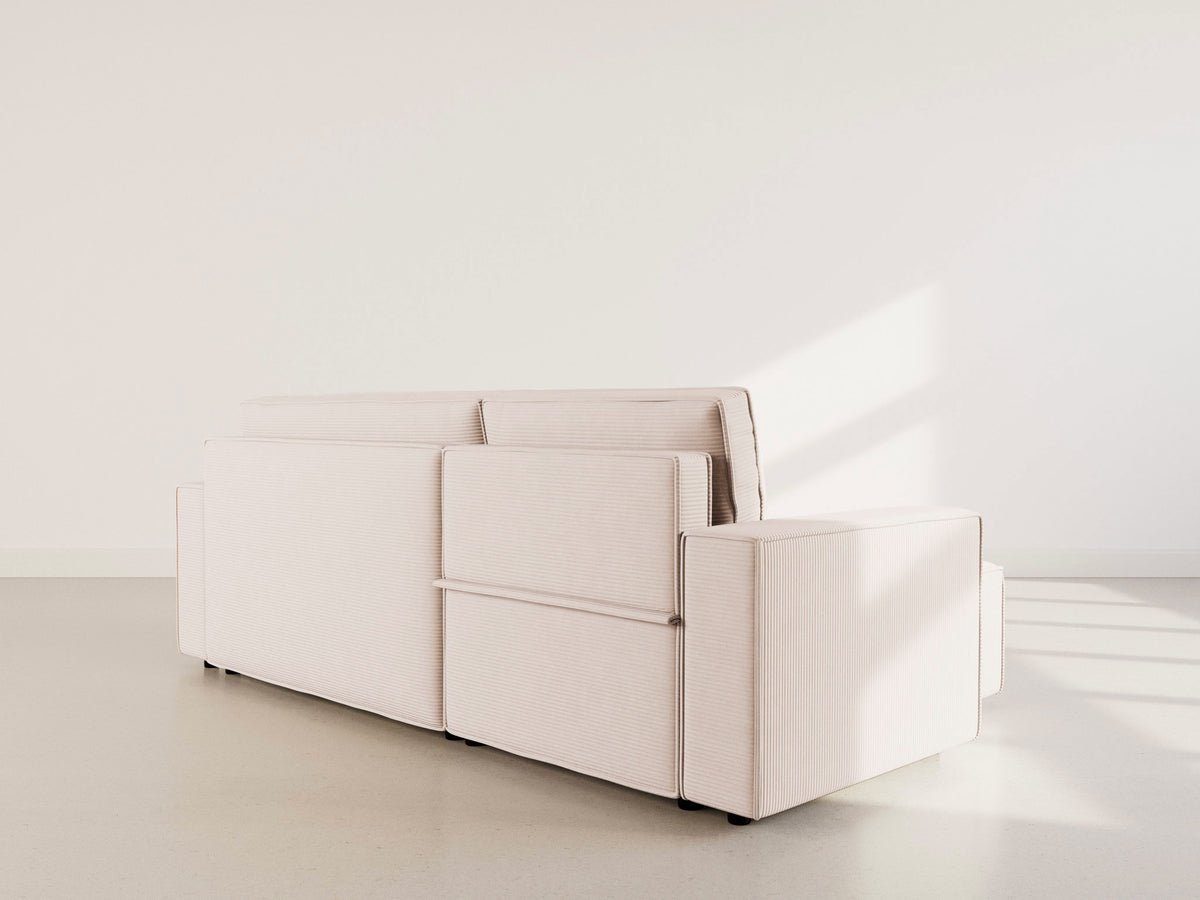 Hector - Divano Angolare Reversibile 4 Posti Divano Letto Con Contenitore - Velluto a Coste - Beige