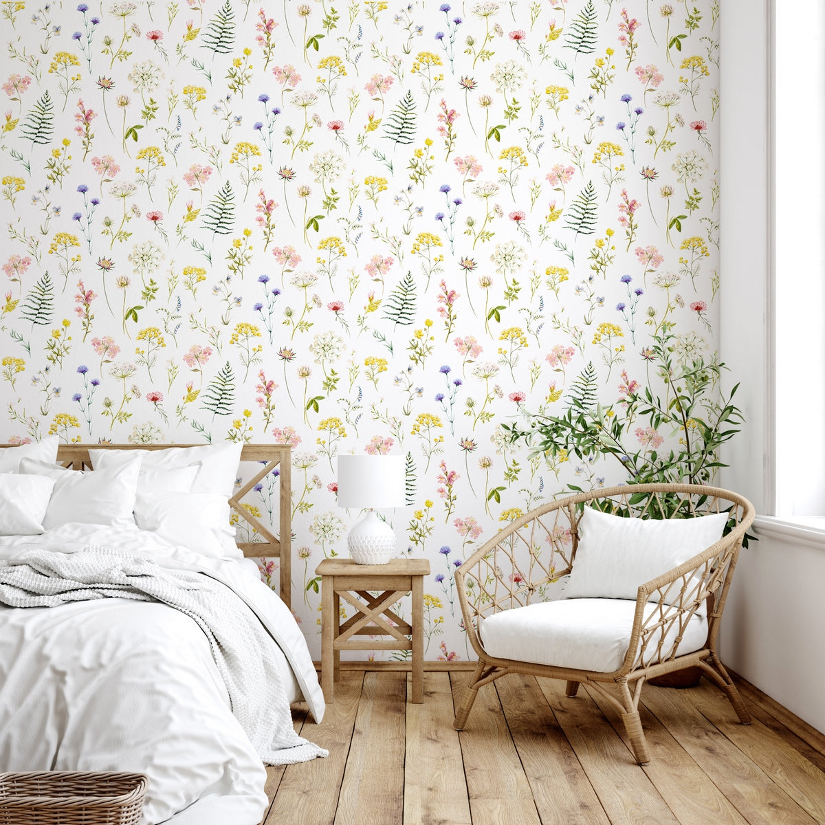 Herbarium Wallpaper - White
