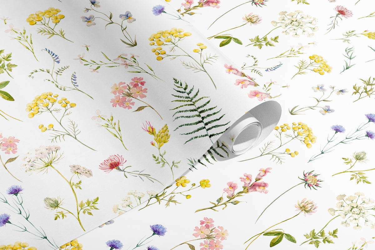 Herbarium Wallpaper - White