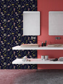 Papel pintado Herbario - Azul marino