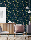 Papel pintado Herbario - Azul marino