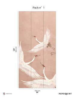 Mural L’Envol Du Héron - Plume Ivoire Ocre Macchiato
