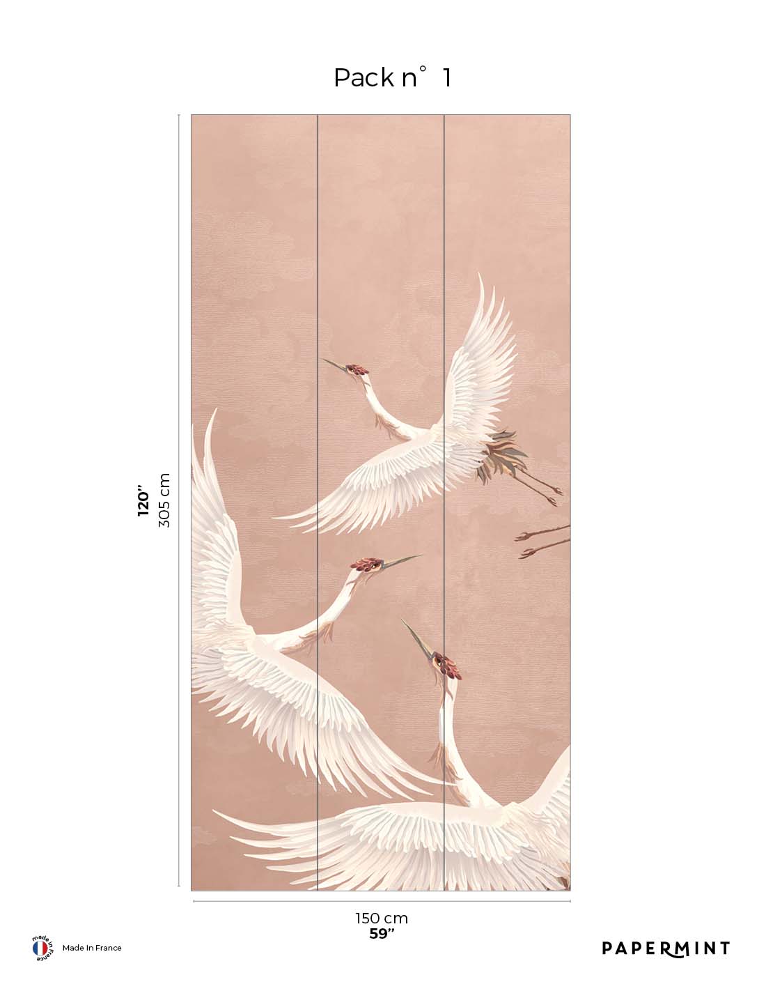 Fresque L’Envol Du Héron - Plume Ivoire Ocre Macchiato