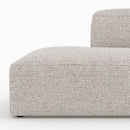 Canapé d'angle droit modulable Hestia, tissu beige 4 places, 2 poufs