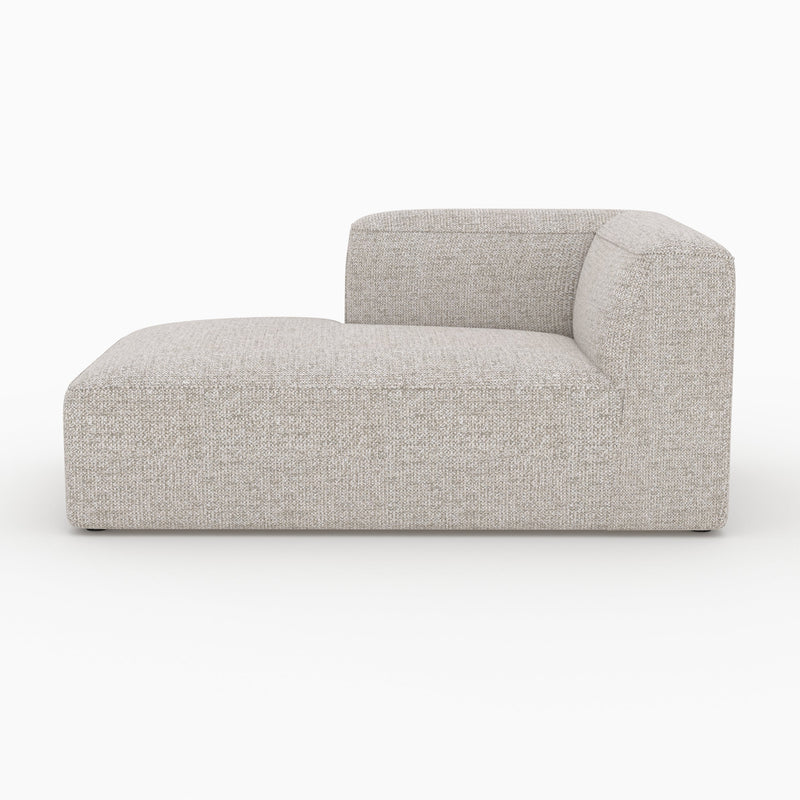 Canapé d'angle gauche modulable Hestia, tissu beige 4 places, 2 poufs