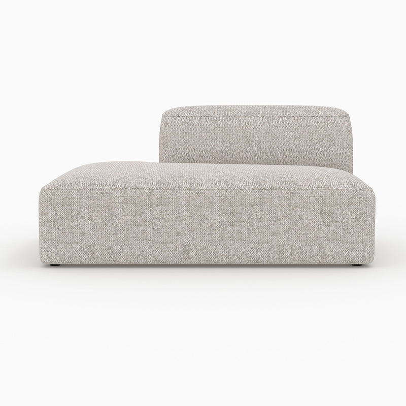 Canapé d'angle droit modulable Hestia, tissu beige 4 places, 2 poufs
