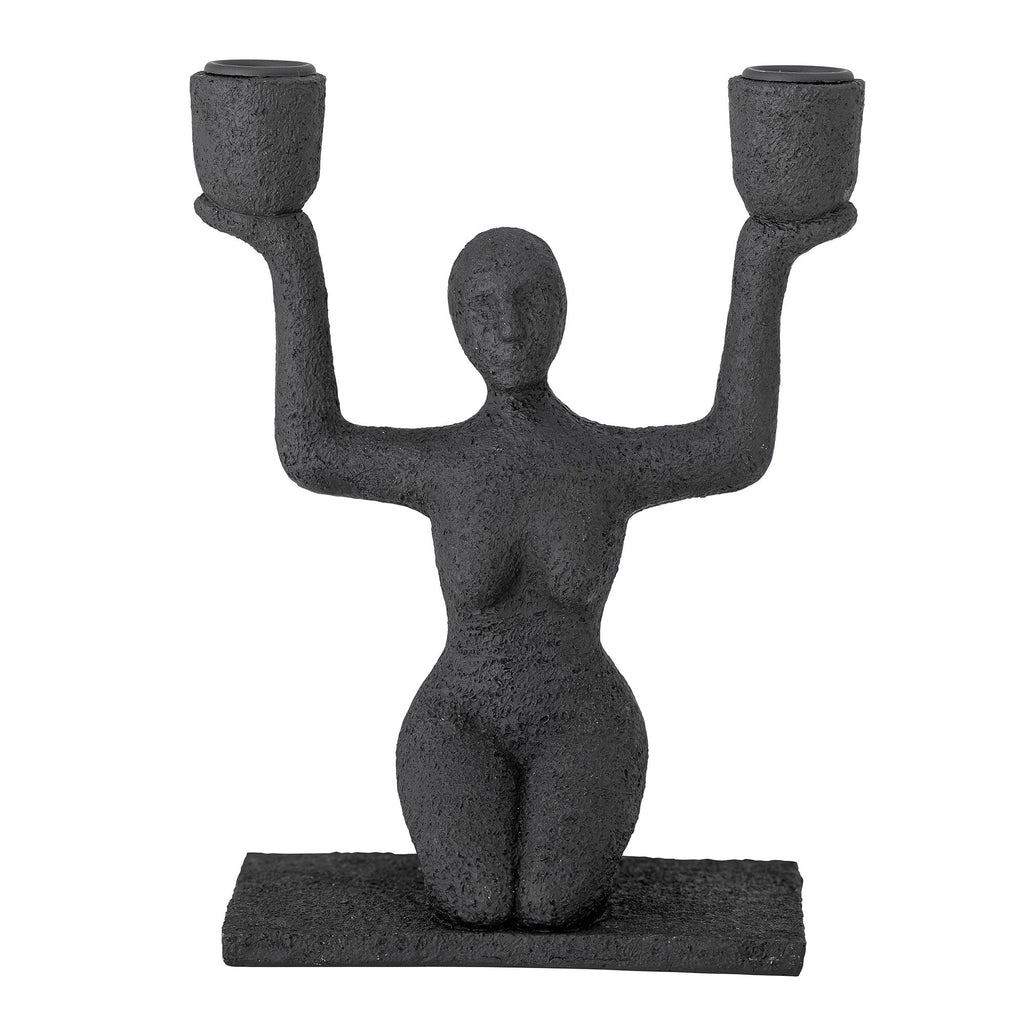 Lucie - Set of 6 Candle Holders - Black - Polyresin