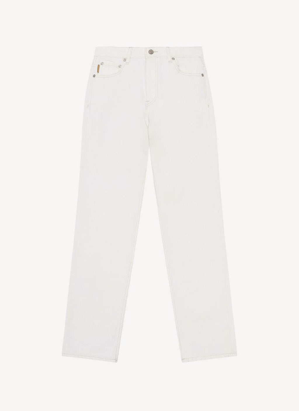 Ganni - Vaquero Recto Talle Alto - Bright White - Mujer