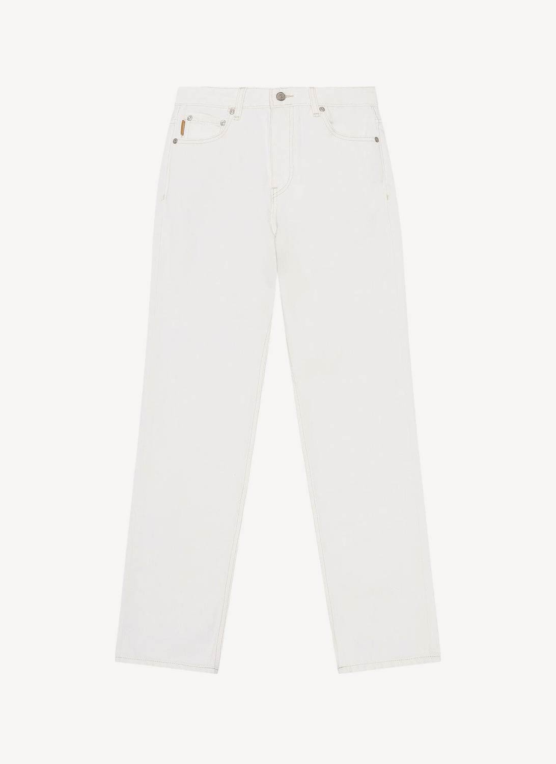 Ganni - Vaquero Recto Talle Alto - Bright White - Mujer