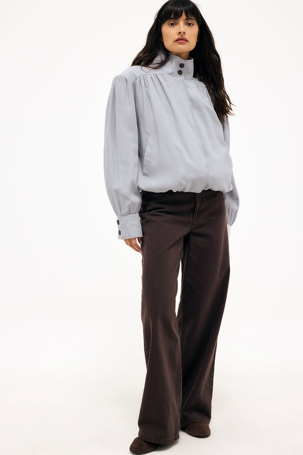 Veste High Neck Flowy - Bleu Clair