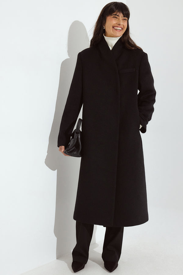 Cappotto High Neck Wool Blend - Nero