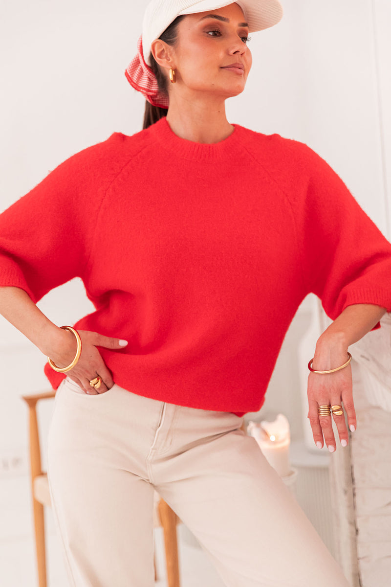 HONORINE Rouge - Pull Laine