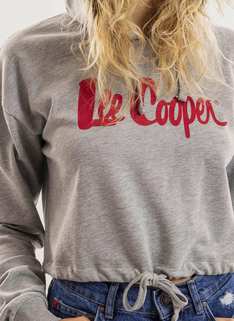 Lee Cooper - Hoodie Cropped Logo - Grau - Femme