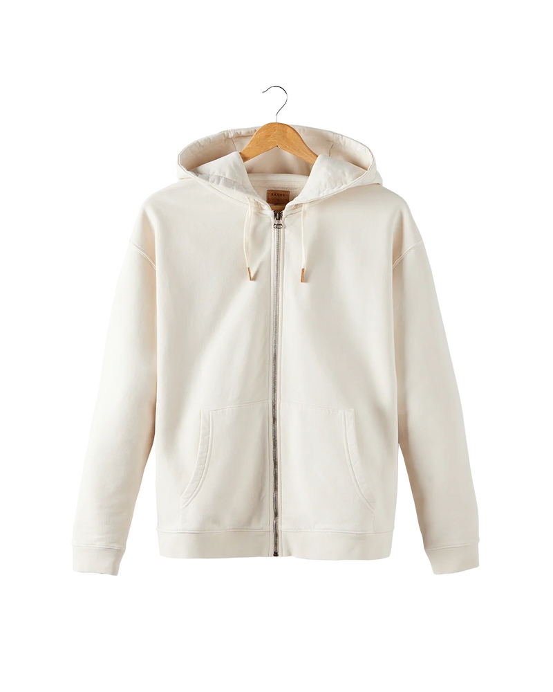 hoodie zippé blanc en molleton - packshot