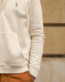 hoodie zippé blanc coton bio - détails poche