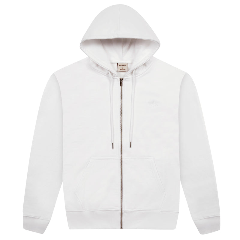 Le Hoodie Zippé Blanc