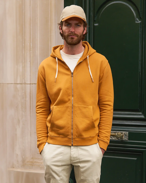 hoodie zippé orange en molleton - look