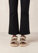 Hook-Loop Cream Leather Sandals Sandals ALOHAS