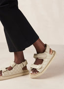 Hook-Loop Cream Leather Sandals Sandals ALOHAS
