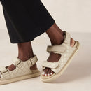 Hook-Loop Cream Leather Sandals Sandals ALOHAS