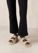 Hook-Loop Cream Leather Sandals Sandals ALOHAS