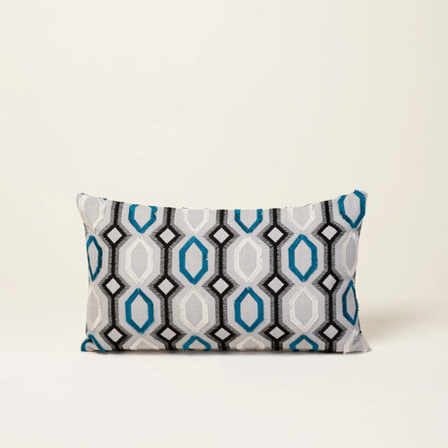 Housse De Coussin Bartolo - Gris Et Bleu Lagon - 2 Tailles