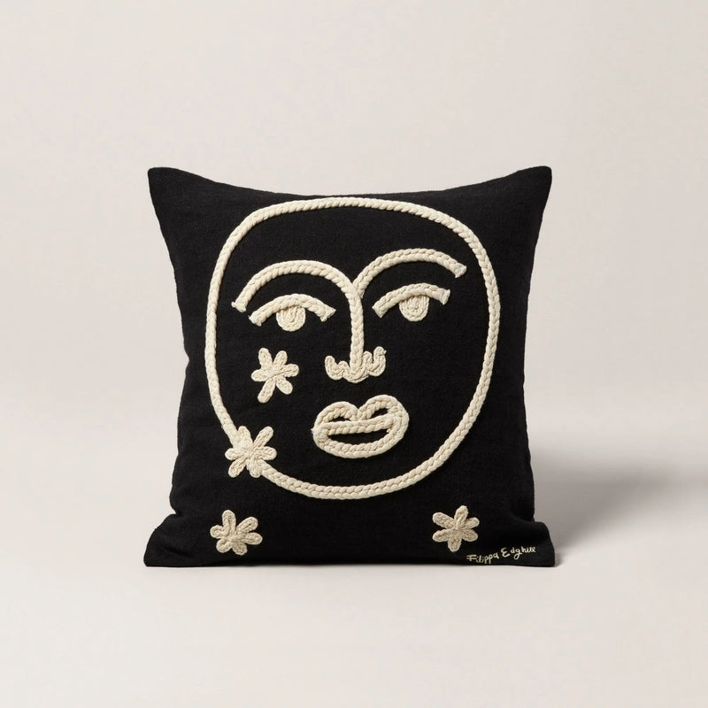 Housse De Coussin Moon - Noir Et Ivoire