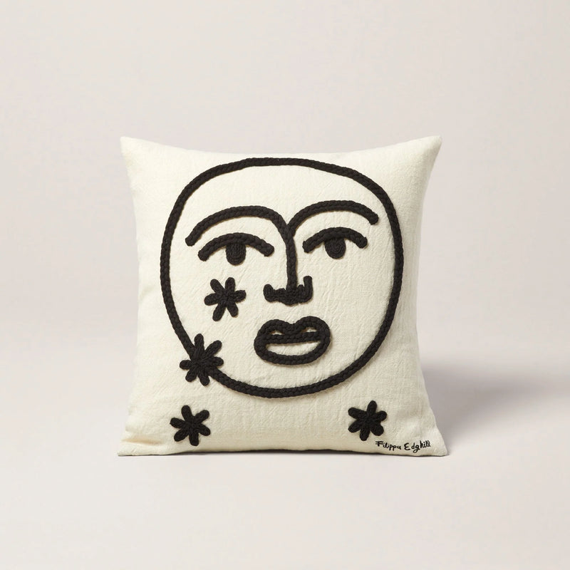 Housse De Coussin Moon - Ivoire Et Noir