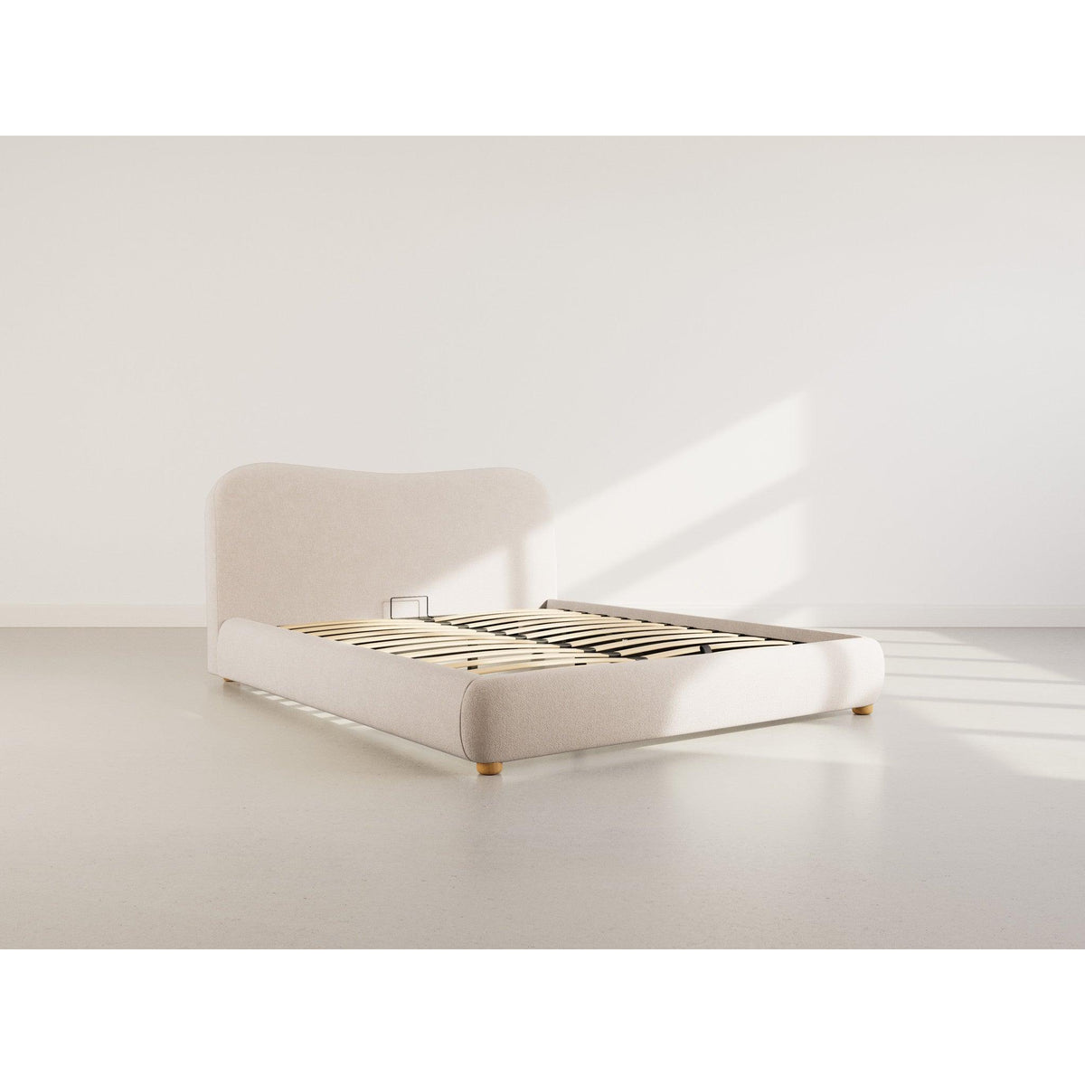 Hugo - Cama con Canapé Abatible - 200 Cm - Terciopelo Texturizado - Beige