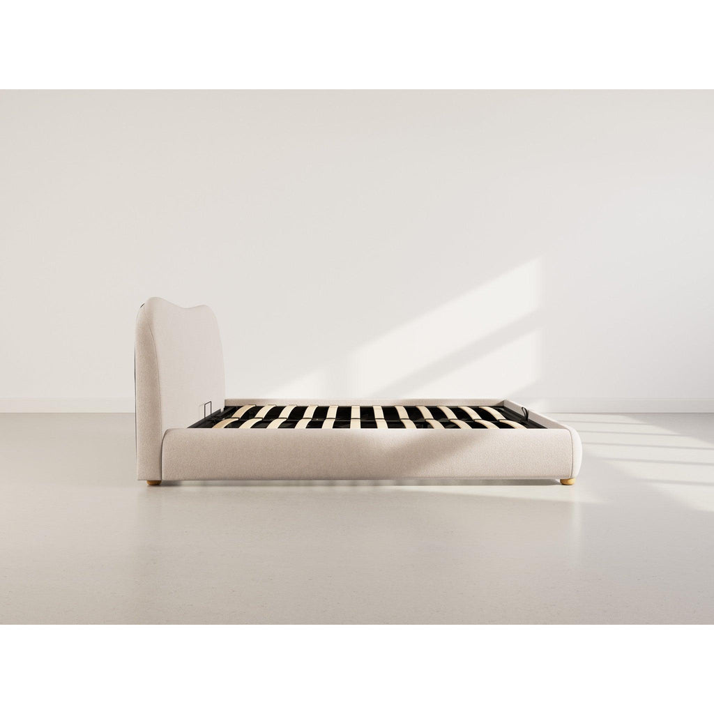 Hugo - Cama con Canapé Abatible - 200 Cm - Terciopelo Texturizado - Beige