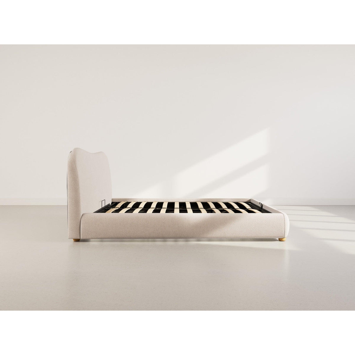 Hugo - Cama con Canapé Abatible - 200 Cm - Terciopelo Texturizado - Beige