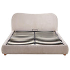 Hugo - Cama con Canapé Abatible - 200 Cm - Terciopelo Texturizado - Beige