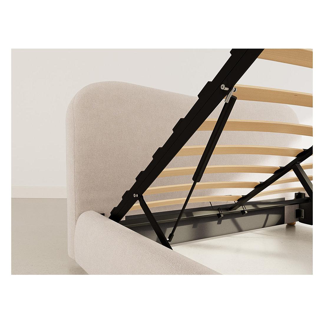 Hugo - Cama con Canapé Abatible - 200 Cm - Terciopelo Texturizado - Beige
