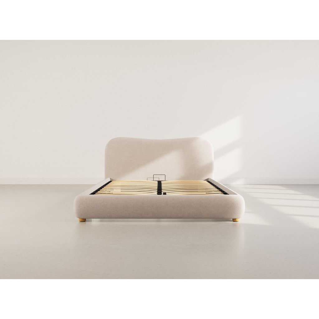 Hugo - Cama con Canapé Abatible - 200 Cm - Terciopelo Texturizado - Beige
