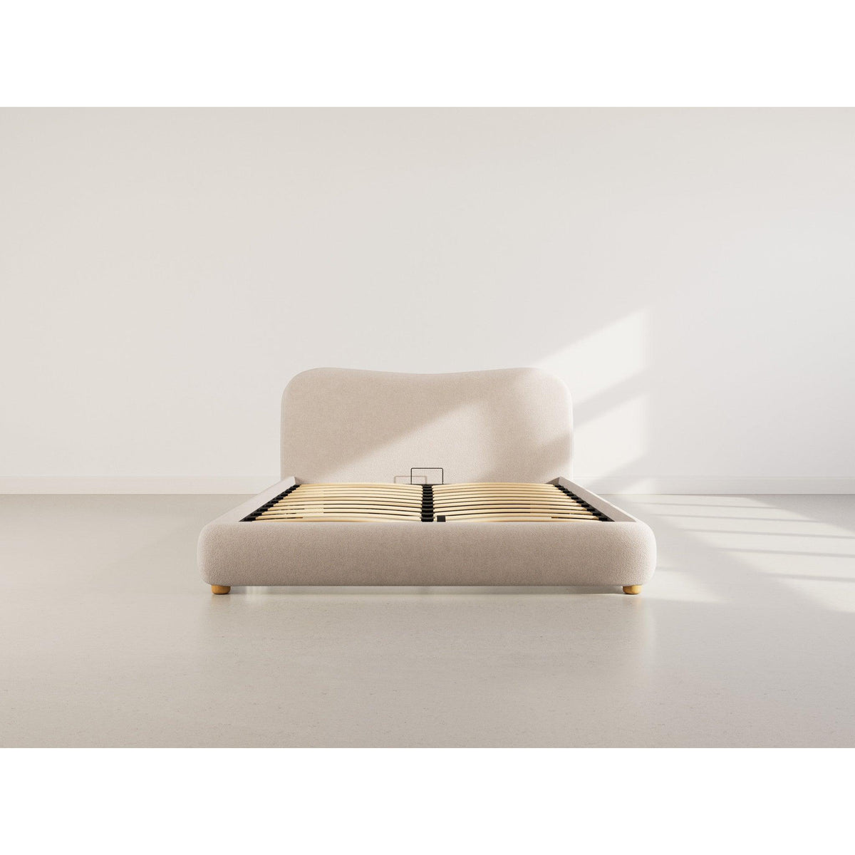 Hugo - Cama con Canapé Abatible - 200 Cm - Terciopelo Texturizado - Beige