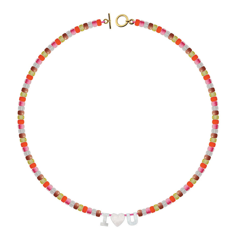 Collier Pony Perles Et Nacre - Je T'Aime