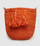 Ibeliv - Sac Bandoulière Haingo Raphia Orange - Femme