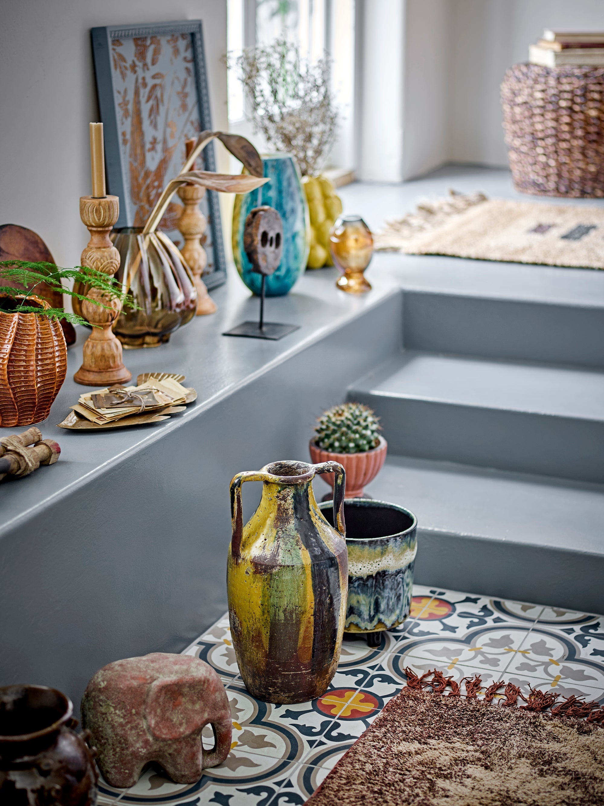 Kalian - Lot de 2 Vases - Bleu - Verre