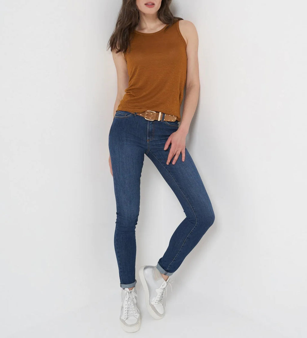 IKKS - Camiseta Sin Mangas Camel En Lino I.Code - Camel
