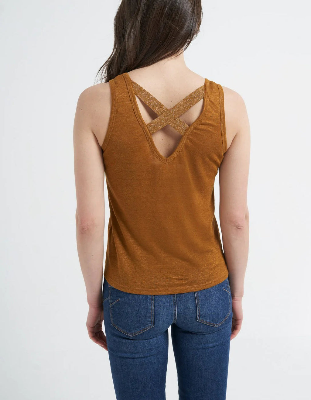 IKKS - Camiseta Sin Mangas Camel En Lino I.Code - Camel